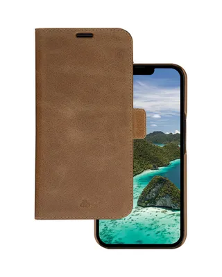 Immagine prodotto di DBRAMANTE1928, Custodia per iPhone 14 Plus Folio 2 in 1 Modello Lynge in pelle con portacarte, marrone chiaro