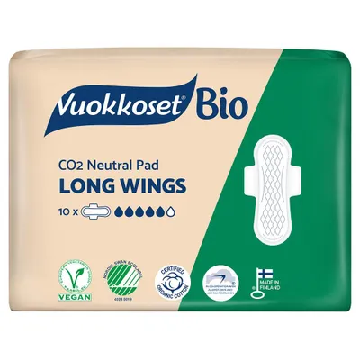 Image de Vuokkoset biologisch extra langes Monatsbinden mit Flügeln - 10 Stück