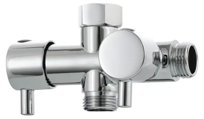2-Wege Umschaltventil G 1/2 Messing, chrom, für Duschschläuche