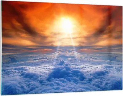 Produktbild von Bilder auf glas - Himmel Wolken Sonnenstrahlen - 120x80cm - Glasbilder - Wandbilder - Kunstdruck - zum Aufhängen bereit - Wanddekoration aus Glas - Glas Bilder - Wandbild auf Glas - GAA120x80-0343