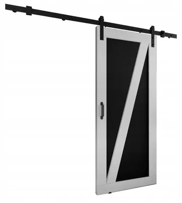 Produktbild von KierMoebel Schiebetür Komplettset LOFT ADIO 3 Weiß & Schwarz 76x205x3,2 cm, Wohnzimmer Schiebetür