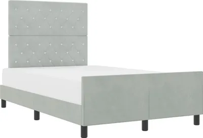Produktbild von Boxspringbett mit Kopfteil Hellgrau 120 x 200 cm Samt