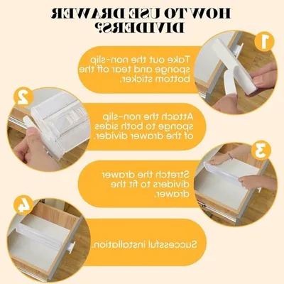4 Stück Verstellbare Kunststoff Schubladenteiler, Transparent, Organizer für Schränke, Küche und Schlafzimmer