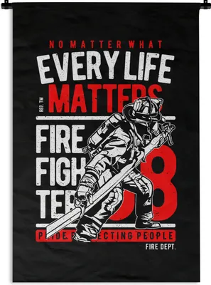 Produktbild von MuchoWow® Wandteppich Wandbehang Mancave - Feuerwehr - Vintage - Zitate 90x135 cm Tapisserie Dekoration Wandtuch - Baumwolle - Wandskulptur