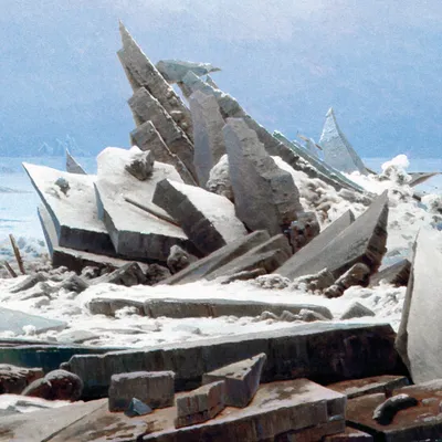 Produktbild von Caspar David Friedrich Kunstdruck Bild - Das Eismeer, 1823 (100 x 100 cm)