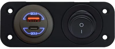 Produktbild von ProRide Auto-Einbauladegerät 12-24V USB/USB-C 2 Anschlüsse 36W/60W Blau