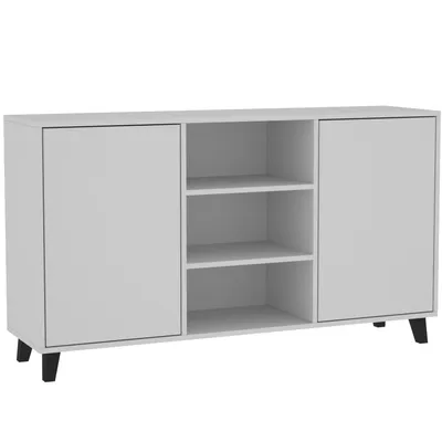 Produktbild von BEAUTYSOFA | Kommode HOME 2D2P – Sideboard mit 2 Türen und 2 offenen Regalen, Standschrank in Weiß, Push-to-Open