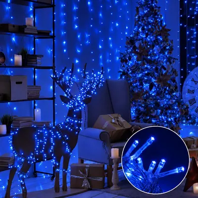 Produktbild von LED Lichterkette 10M 100 LED Blau, 8 Modi Weihnachtsbaumbeleuchtung Deko für Weihnachtsbaum Halloween Party Garten