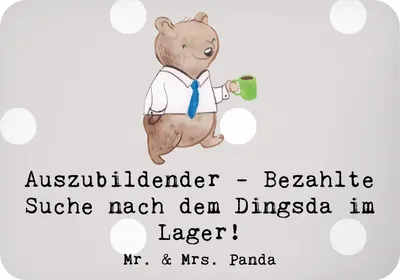 Produktbild von Mr. & Mrs. Panda Kühlschrankmagnet Auszubildender Abenteuer - Grau Pastell - Geschenk, Motivation, tägliche Meisterung, Lernen, personalisierte Geschenke, Beruf, magnet