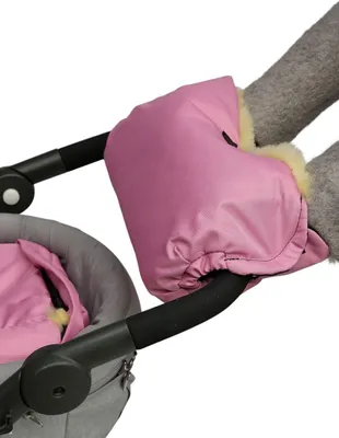 Produktbild von Lammfell - HANDWÄRMER FÜR KINDERWAGEN - Farbe: Rosa/Gelb