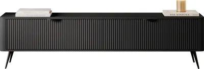 Produktbild von MIRJAN24 TV-Lowboard Lante 200 2D, TV-Schrank mit zwei Klappen, Metallfüße und Aluminiumgriffe (Farbe: Schwarzer Graphit)