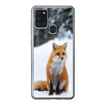Produktbild von MuchoWow® Handyhülle Schutzhülle Hülle für Samsung Galaxy A21s Fuchs - Schnee - Wald Silikon Softcase Handy Hülle - Hartschale
