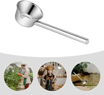 Produktbild von Wasserschöpfkelle aus Edelstahl mit Griff, rostfrei, lang und spiegelpoliert zum einfachen Servieren in Küche und Garten