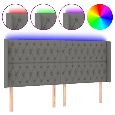 Produktbild von LED Kopfteil Dunkelgrau 203x16x118/128 cm Stoff