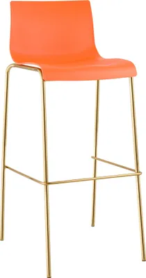 Produktbild von CLP Barhocker Hover stapelbar Kunststoffsitz Vierfußgestell Goldoptik bis 150 kg orange