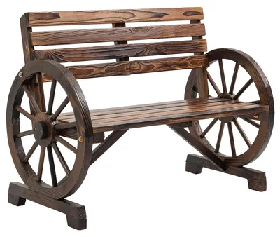 Image de Banc de jardin, bois de sapin massif, 105,5 cm x 56 cm x 79 cm, capacité d'accueil : 2 personnes, capacité de charge : jusqu'à 240 kg, style rustique