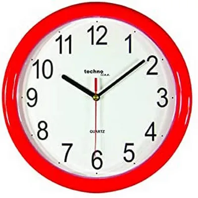 Analoge Wanduhr, Kunststoffrahmen, rot, 25x4x25 cm, batteriebetrieben