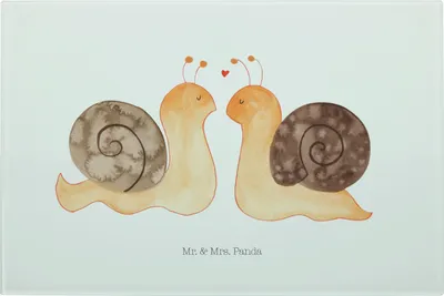Produktbild von Mr. & Mrs. Panda Glasbrett Schnecken Liebe - Weiß - Geschenk, Hackbrett, Glas Schneidbrett, Küchenbrett, Freundin, Verliebt, Schneidplatte, Pärchen, glücklich, Paar