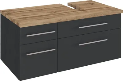 Produktbild von Waschbeckenunterschrank Badschrank Unterschrank Schrank Badmöbel "Davos IV" Graphit/Grau-Matt
