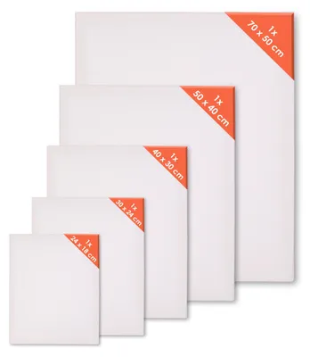 Image de 1.10 toiles de peintre en set de 5 - 50x70 / 40x50 / 30x40 / 24x30 / 18x24 cm - châssis pour peindre (5 pcs)