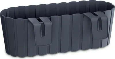 Produktbild von Antracitový plastový balkonový truhlík 38,3x21,2 cm s háčky Boardee