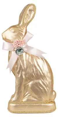 Produktbild von Clayre & Eef Dekorationsfigur Kaninchen 22x8x40 cm Goldfarbig Textil