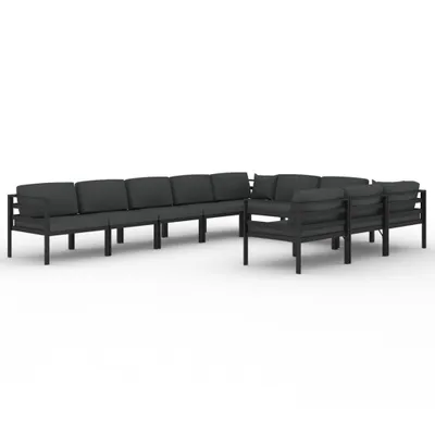 Produktbild von 10-tlg. Garten-Lounge-Set mit Kissen Aluminium Anthrazit
