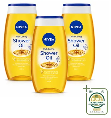 Imagen del producto de 3 unidades de NIVEA Natural, aceite de ducha - 200 ml - Paquete de suministro - 3 piezas