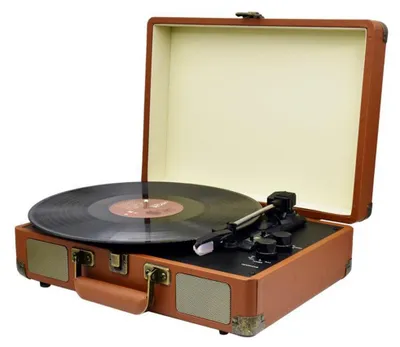 Image de Lecteur de CD, tourne-disque, gramophone, haut-parleur vinyle Bluetooth, trois vitesses de lecture, supporte les disques de 7/10/12 pouces, brun