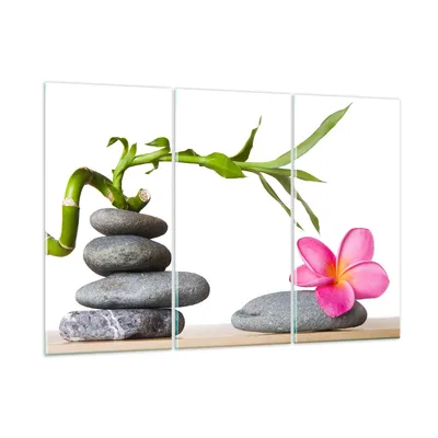 Produktbild von Bilder auf glas - Ruhig blume dekoration stein - 165x110cm - Glasbilder - Wandbilder - Kunstdruck - zum Aufhängen bereit - Wanddekoration aus Glas - Glas Bilder - Wandbild auf Glas - GCE165x110-2305