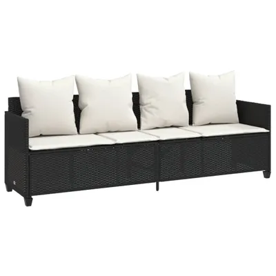Produktbild von vidaXL Sonnenliege mit Kissen Schwarz Poly Rattan