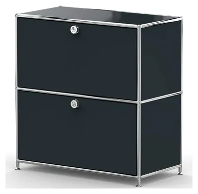 Produktbild von Sideboard Anthrazitgrau 77x40x80cm - Modernes Chrom Design mit 2 Klappen und Stellfüßen - Für Wohnzimmer, Büro, Praxis