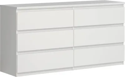 Image de Commode 6 Tiroirs Chelsea, Blanc Mat, L 154 x P 42,2 x H 79,9 cm, CHLK261-U42