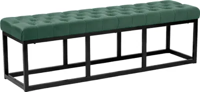 Produktbild von CLP Sitzbank Polson, Modern, Gestell schwarz, Samt, Gesteppt, Bodenschoner, Design grün Größe 150 cm