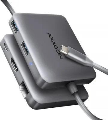 Produktbild von Axagon HMC-5HL USB 5Gbps hub, 2x USB-A, HDMI 4k/60Hz, RJ-45, PD 100W, 20cm USB-C Kabel, Kabelgebunden, USB 3.2 Gen 1 (3.1 Gen 1) Type-C, 100 W, 1.4/2.3, 10,100,1000 Mbit/s, IEEE 802.3, IEEE 802.3ab, IEEE 802.3u