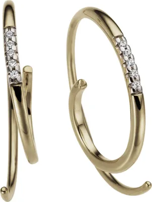 Produktbild von Creolen aus 585 Gold Gelbgold mit 10 Brillanten 0,04ct. Ohrringe Ohrschmuck