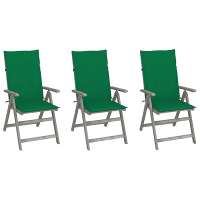 Image de Chaises inclinables de jardin lot de 3 et coussins Bois acacia