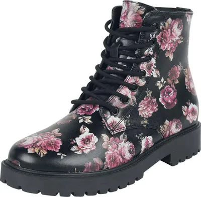 Produktbild von Rock Rebel by EMP Damen schwarze Boots mit floralem Alloverprint EU41