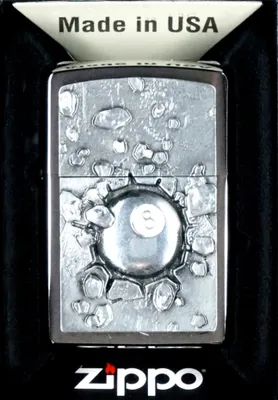Obrázok produktu pre Zapa?ova? Zippo 200 PL Black 8 Ball biliardový dizajn mosadz nehrdzavejúca oce?