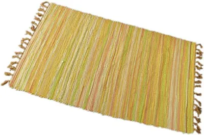 Produktbild von Mehrfarbiger, gestreifter Flickenteppich aus Baumwolle, handgewebt, wendbar und maschinenwaschbar, für Schlafzimmer, Wohnzimmer, Küche und Waschküche (50,8 x 78,7 cm, Gelb)