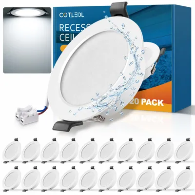 LED-Einbauspots 230V, 20 Stück, 5W, 450lm, IP44, 6000K, weiß