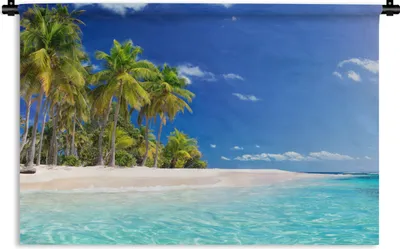 Produktbild von MuchoWow® Wandteppich Wandbehang Strand - Meer - Palme - Sonne - Sommer 90x60 cm Tapisserie Dekoration Wandtuch - Wandskulpturen - Bildteppich