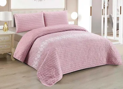Produktbild von Famanu Bettüberwurf Wendbar + 2 Kissenbezüge 50 x 70 cm - Leichter, gesteppter Bettüberwurf (240 x 260 cm)