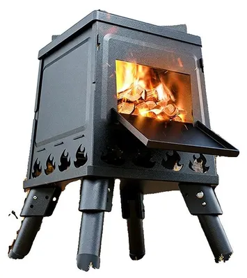 Immagine prodotto di Fornello a legna portatile, Acciaio al carbonio, 22 x 22 x 35 cm, peso 3,2 kg, design pieghevole, cottura versatile
