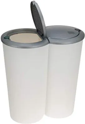 Produktbild von Famanu Abfalleimer 50 Liter - 2x25l Duo Abfalleimer - Silber