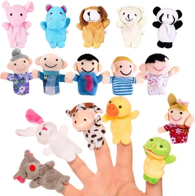Imagen del producto de Conjunto de marionetas de mano de terciopelo, 16 unidades, para bebés, juguete educativo