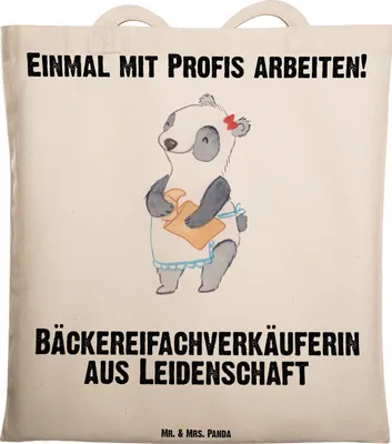 Produktbild von Mr. & Mrs. Panda Tote Bag Bäckereifachverkäuferin Leidenschaft - Transparent - Geschenk, Beruf, Laptoptasche, Brotmanufaktur, Uni Tasche, Beutel, Bäckerei, Büchertasche