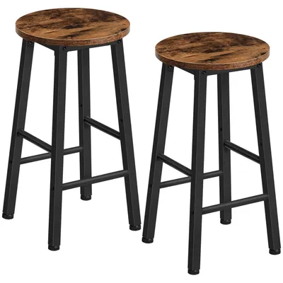 Productafbeelding van Barstoelen, set van 2, vintagebruin-zwart, industriële stijl, 32x32x63 cm