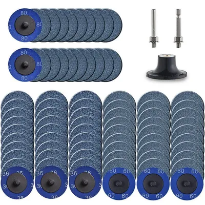 Zdjęcie produktu dla Szybkozłączalne krążki szlifierskie, 80 sztuk, średnica 5,1 cm, powłoka zirkonowa, gradacja 36/60/80, do obróbki stali