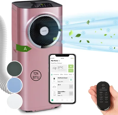 Produktbild von Klarstein Mobile Klimaanlage mit Abluftschlauch, 5-in-1 Klimagerät, Ventilator, Luftentfeuchter, Luftreiniger & Nachtmodus, App-Steuerung, Kleine & Portable Klimaanlage für Wohnung & Büro, 12000 BTU